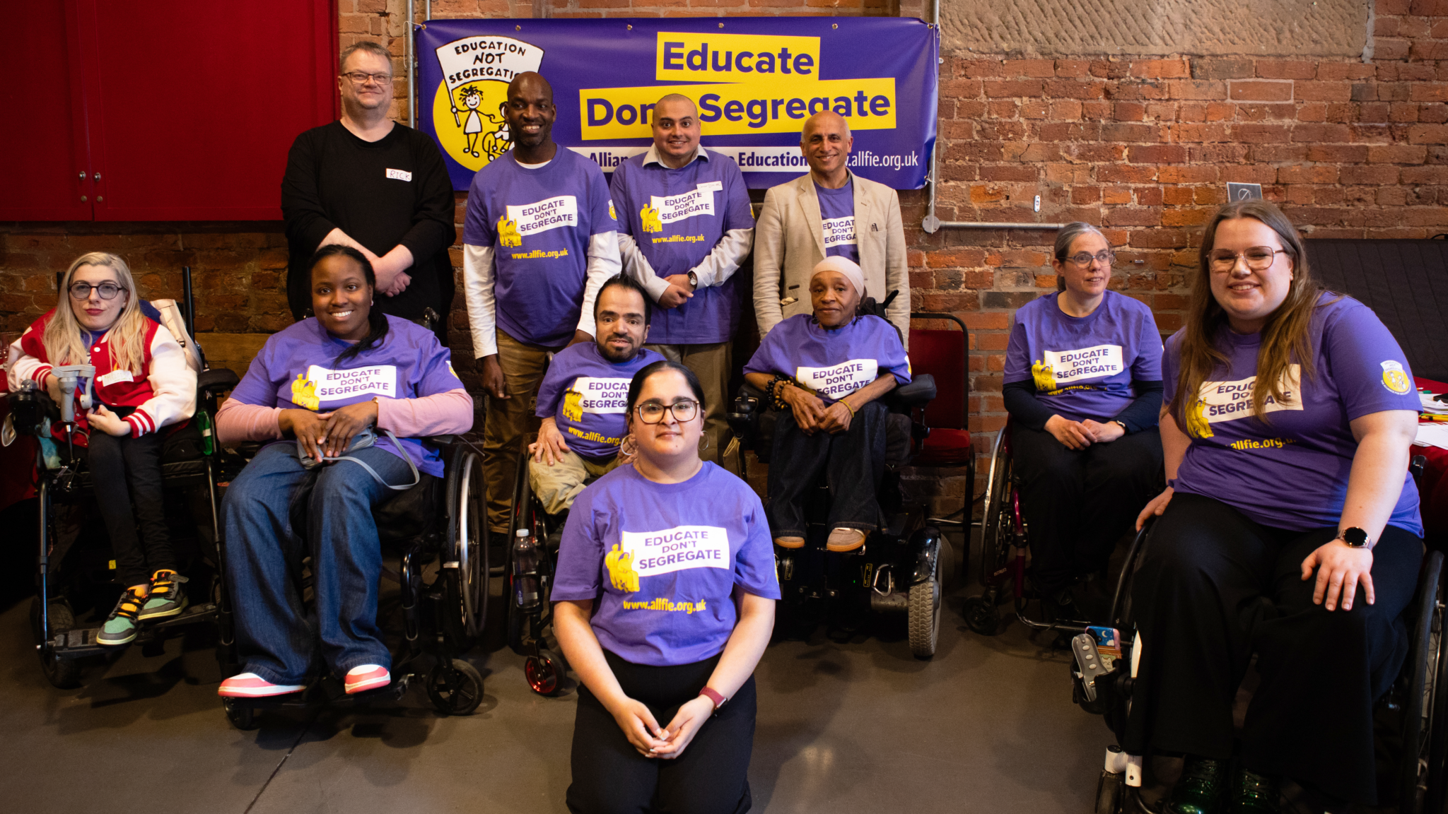 The event team at the Build Inclusion hybrid event, in Manchester and online on 30 April 2026, a collaborative group of staff and representatives from ALLFIE, Our Voice, and the Greater Manchester Coalition of Disabled People.