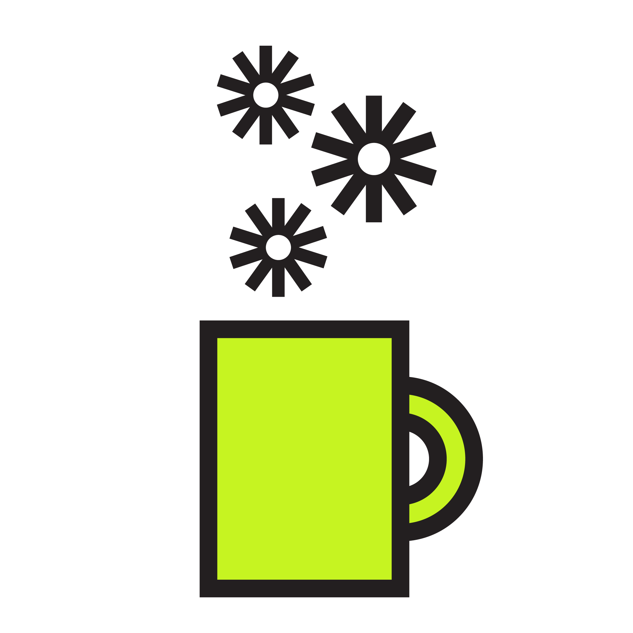 Green coffee mug evaporating GMCDP spokes